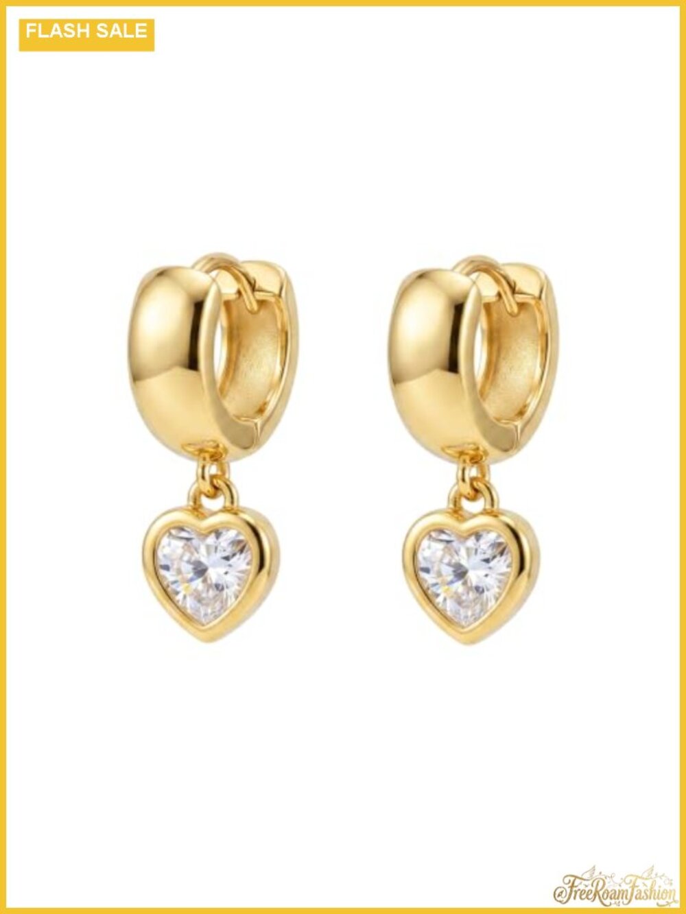 Chunky Statement Gold Dangle Earrings Bezel Cubic Zirconia Drop